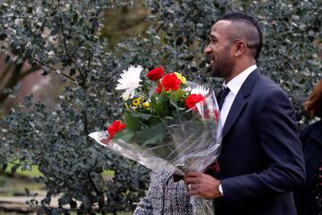 Ricardo Fuller arrives for the funeral of former England World Cup winning goalkeeper Gordon Banks.