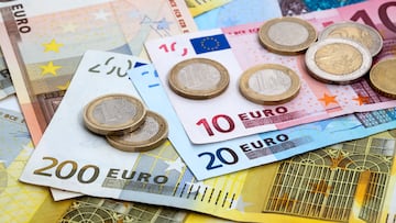 euro bills and coins