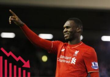 Benteke: El delantero belga salió del Aston Villa a cambio de 47 millones de euros. En el Liverpool no esta realizando una buena temporada y es suplente habitual para Klopp, con lo que su valor se ha resentido y es de 30 millones.