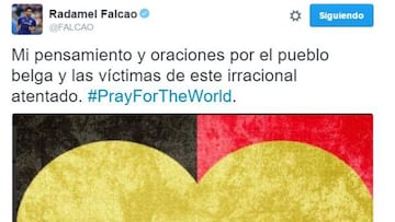 Falcao se solidariza con los atentados ocurridos en Bélgica