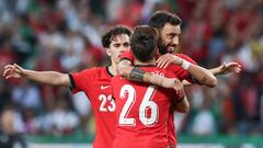 Bruno Fernandes celebra su primer gol ante Finlandia.