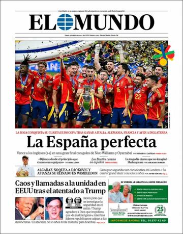 Invencibles, Reyes de Europa... Las portadas del triunfo de España en la Euro