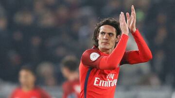 Edinson Cavani, durante el partido del PSG ante el Burdeos.