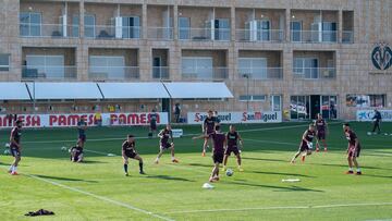 El Villarreal, entrenándose.