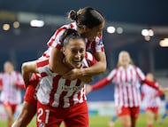 Las jugadoras del Atlético celebran un gol.