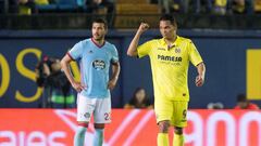 GRAF5132. VILLARREAL (CASTELL&Oacute;N), 28/04/2018.- El delantero colombiano del Villarreal Carlos Bacca (d) celebra tras marcar el tercer gol ante el Celta, durante el partido de Liga en Primera Divisi&oacute;n que disputan esta noche en el estadio de L