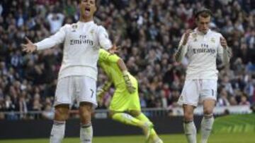 Cristiano se queja tras una ocasión fallida ante el Espanyol.