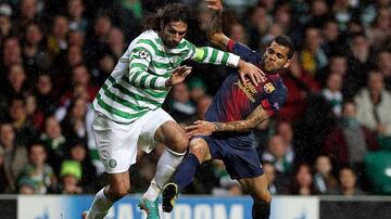 Samaras, seen here in action against Barcelona, had a successful stint at Celtic between 2008 and 2014.