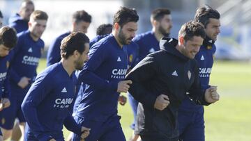 Guitián, en el entrenamiento de esta mañana junto a sus compañeros.