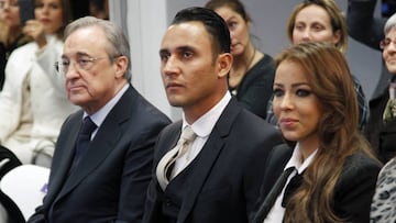 Keylor Navas junto a Florentino P&eacute;rez. 