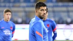 Luis Su&aacute;rez, entrenando con el Atleti.