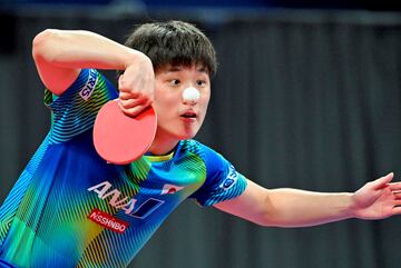 El tenis de mesa es un deporte muy espectacular por la dificultad y la plasticidad de cada punto. En las distancias cortas, además, puede resultar curioso e incluso cómico. Valga como prueba este primer plano del japonés Tomokazu Harimoto durante el partido que le enfrentó al húngaro Adam Szudi en el Mundial por equipos de Chengdu (China).