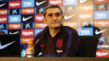 Valverde, en la sala de prensa del Camp Nou.