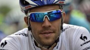 Thibaut Pinot en la l&iacute;nea de meta en esta decimoctava etapa del Tour de Francia.