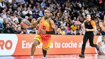 MADRID, SPAIN - MARCH 09: Jared Harper of Valencia Basket in action during the 2022/2023 Turkish Airlines EuroLeague match between Real Madrid and Valencia Basket at Wizink Center on March 09, 2023 in Madrid, Spain. (Photo by Sonia Canada/Getty Images)