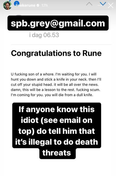 La madre de Rune denuncia amenazas de muerte contra su hijo