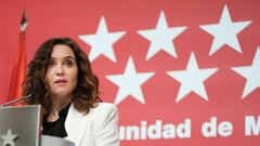 MADRID, SPAIN - 2022/12/28: The president of the Community of Madrid, Isabel Diaz Ayuso, speaks during a press conference after the meeting of the Governing Council of the Community of Madrid, at the Real Casa de Correos in Madrid. Ayuso takes stock of the year and defends that her Government "complies" with the people of Madrid and has managed "well" against the "authoritarianism of the Government that has not hesitated to punish the region" and that launches measures of "engañabobos". She defended that her good management is proven "in the vitality of the streets of Madrid, in its cultural, business and tourist life". (Photo by Atilano Garcia/SOPA Images/LightRocket via Getty Images)