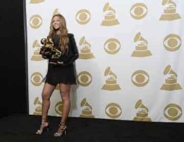 Beyonce -mujer del expropietario de los Nets, Jay-Z- fue una vez más la gran estrella en la entrega de los Grammy.