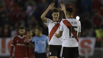 El joven futbolisa de River anot&oacute; su primer gol en Copa Libertadores ante Internacional horas antes de viajar con Argentina a disputar el Mundial Sub-20.