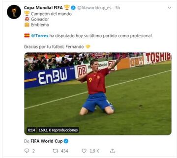 El mundo del deporte da las gracias a Fernando Torres