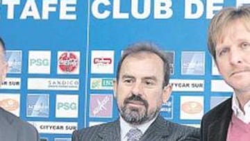 <b>PROYECTO COMÚN. </b>De izquierda a derecha, Alfredo Duro, Ángel Torres y Bernd Schuster.