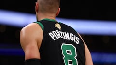 Kristaps Porzingis #8 of the Boston Celtics