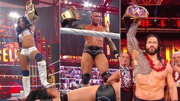 Sasha Banks, Randy Orton y Roman Reigns, en Hell in a Cell.