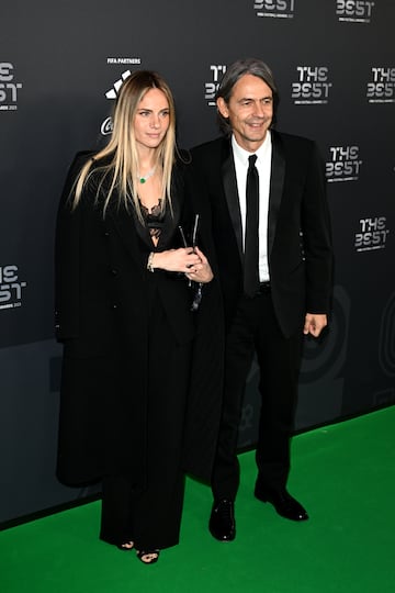 Filippo Inzaghi y Angela Robusti, a su llegada a la ceremonia de entrega de los premios The Best.