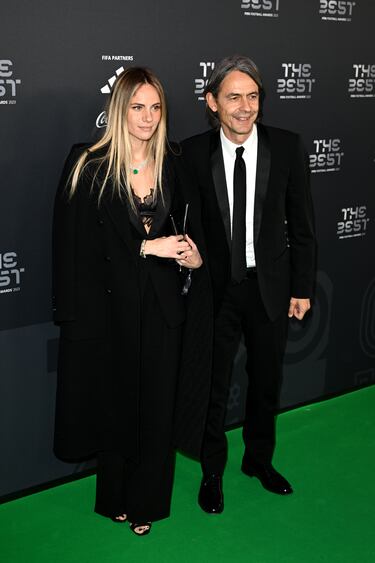Filippo Inzaghi y Angela Robusti, a su llegada a la ceremonia de entrega de los premios The Best.
