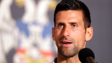 El tenista serbio Novak Djokovic, durante una rueda de prensa.