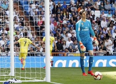 El jugador del Villarreal Gerard Moreno marca el 1-1 al Real Madrid.