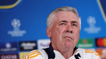 Ancelotti compareció ante los medios en Valdebebas.