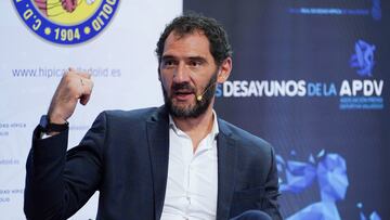 VALLADOLID, 16/11/2023.- El presidente de FIBA Europa, Jorge Garbajosa, participa en "Los desayunos de la APDV", organizados por la Asociación de la Prensa Deportiva de Valladolid, este jueves en Valladolid. EFE/ Nacho Gallego