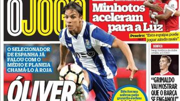 &Oacute;liver en la portada de O Jogo. 