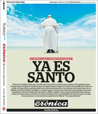 Las portadas de todo el mundo lloran la muerte del papa Francisco