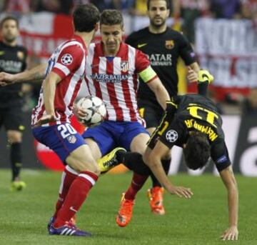Gabi del Atlético de Madrid durante el partido de vuelta de cuartos de final de la Liga de Campeones que se disputa esta noche frente al Atlético de Madrid en el estadio Vicente Calderón.