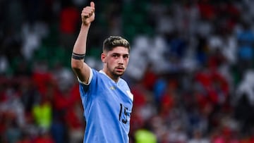 Federico VALVERDE of Uruguay during the FIFA World Cup 2022, Group h match between Uruguay and South Korea on November 24, 2022 in Doha, Qatar. (Photo by Anthony Dibon/Icon Sport via Getty Images)