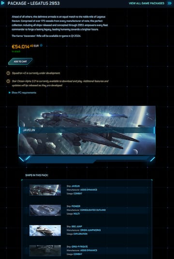 star citizen legatus 2953 dlc todas las naves