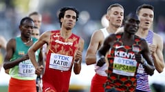 EUGENE, OREGON - JULY 17: Mohamed Katir of Team Spain competes in the Men's 1500m Semi-Final on day three of the World Athletics Championships Oregon22 at Hayward Field on July 17, 2022 in Eugene, Oregon.   Steph Chambers/Getty Images/AFP
== FOR NEWSPAPERS, INTERNET, TELCOS & TELEVISION USE ONLY ==