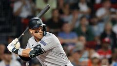 BOSTON, MASSACHUSETTS - SEPTEMBER 12: Aaron Judge #99 of the New York Yankees at bat against the Boston Red Sox during the seventh inning at Fenway Park on September 12, 2023 in Boston, Massachusetts.   Maddie Meyer/Getty Images/AFP (Photo by Maddie Meyer / GETTY IMAGES NORTH AMERICA / Getty Images via AFP)