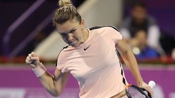 Simona Halep celebra su victoria ante Catherine Bellis en el Qatar Open.