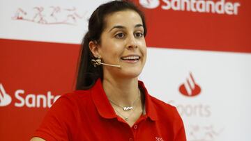 La jugadora española de bádminton Carolina Marín, durante un evento de Santander Talks.