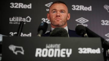 Soccer Football - Championship - Derby County - Wayne Rooney Press Conference - Pride Park, Derby, Britain - August 6, 2019   Derby County&#039;s Wayne Rooney during the press conference   Action Images via Reuters/Carl Recine