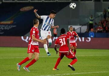 Soccer Football - FIFA Club World Cup - CF Pachuca vs Wydad AC - Zayed Sports City Stadium, Abu Dhabi, United Arab Emirates - December 9, 2017   Pachuca's Victor Guzman scores their first goal    REUTERS/Matthew Childs