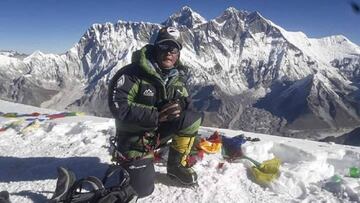 Lhakpa Nuru Sherpa, durante la primera expedición en el Himalaya en Nepal tras la pandemia de coronavirus.