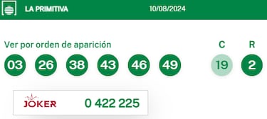 La Primitiva: comprobar los resultados del sorteo de hoy, sábado 10 de agosto