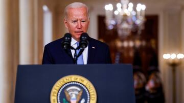 U.S. President Joe Biden delivers remarks on Afghanistan during a speech in the State Dining Room at the White House in Washington, U.S., August 31, 2021. REUTERS/Carlos Barria