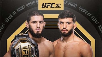 Cartel del UFC 311 con Islam Makhachev y Arman Tsarukyan.