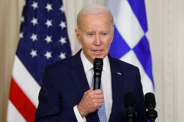 U.S. President Joe Biden speaks during a reception celebrating Greek Independence Day at the White House in Washington, U.S., March 29, 2023. REUTERS/Jonathan Ernst