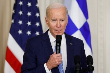 U.S. President Joe Biden speaks during a reception celebrating Greek Independence Day at the White House in Washington, U.S., March 29, 2023. REUTERS/Jonathan Ernst